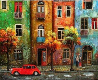 Malování podle čísel Deštivá ulice