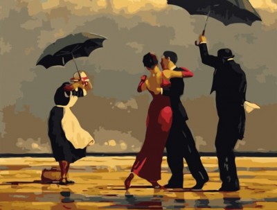 Malování podle čísel Tančící pár v dešti