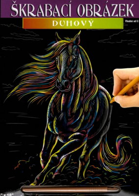 Škrabací obrázek duhový Kůň