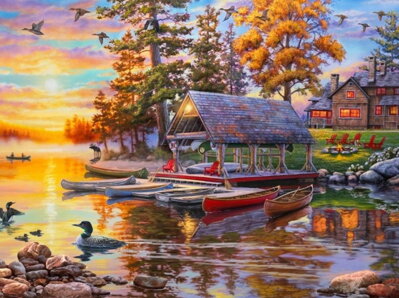 Diamantový obrázek - Lakehouse 30x40cm