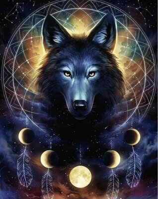 Diamantový obrázek Lapač snů Vlk