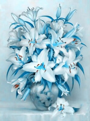Diamantový obrázek Modré květy