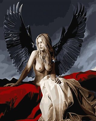 Malování podle čísel Anděl s černými křídly