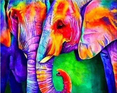Malování podle čísel Barevní sloni