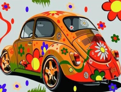 Malování podle čísel Volkswagen Hippie Beatle