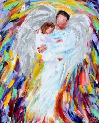 Malování podle čísel Anděl s dítětem