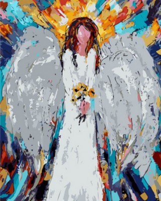 Malování podle čísel Anděl s kyticí