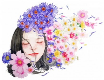 Malování podle čísel Dívka s květy