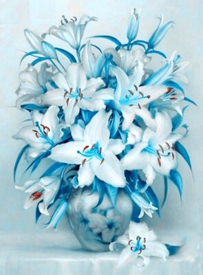 Malování podle čísel Modro-bílé květy