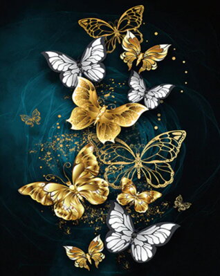Malování podle čísel Zlatí motýli