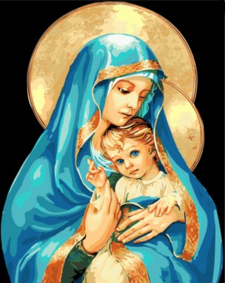 Malování podle čísel Marie s Ježíškem