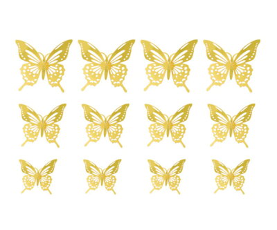 Dekorace na zeď motýli HB008 Gold