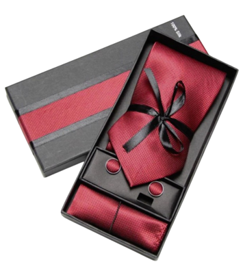 Dárková sada kravata, kapesníček a manžetové knoflíčky Red