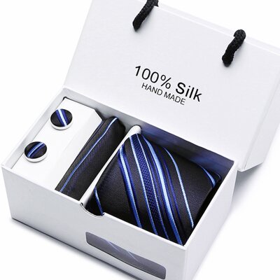 Dárková sada kravata, kapesníček a manžetové knoflíčky SB20
