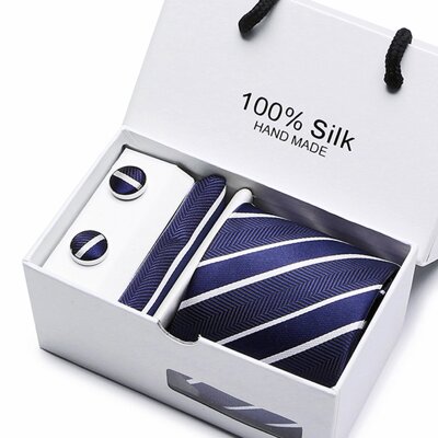 Dárková sada kravata, kapesníček a manžetové knoflíčky SB26