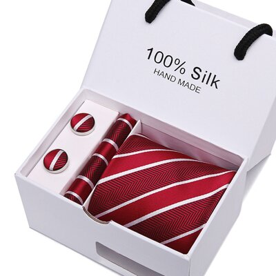 Dárková sada kravata, kapesníček a manžetové knoflíčky SB37