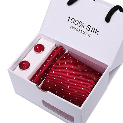 Dárková sada kravata, kapesníček a manžetové knoflíčky SB45