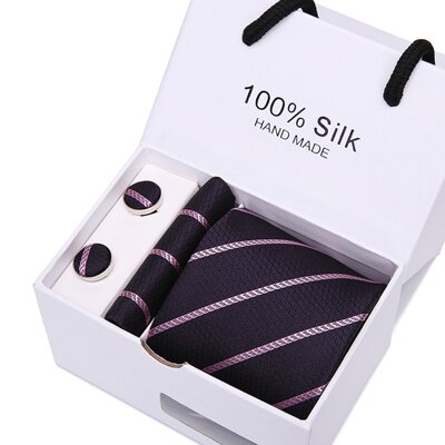 Dárková sada kravata, kapesníček a manžetové knoflíčky SB46