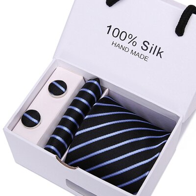 Dárková sada kravata, kapesníček a manžetové knoflíčky SB48