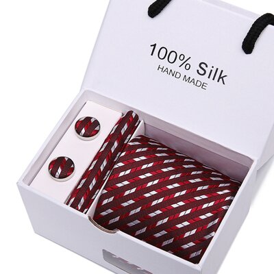 Dárková sada kravata, kapesníček a manžetové knoflíčky SB51