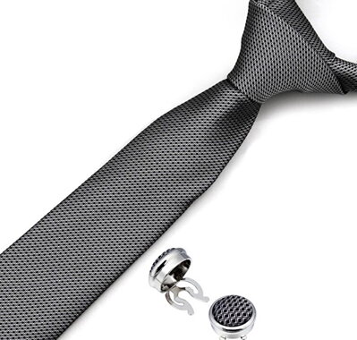 Sada kravata, spona a ozdoba na knoflíčky MS618 šedá