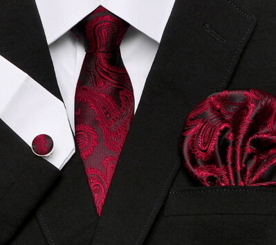 Dárková sada kravata, kapesníček a manžetové knoflíčky AMS022