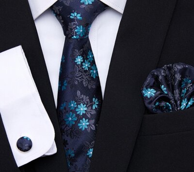 Dárková sada kravata, kapesníček a manžetové knoflíčky AMS177