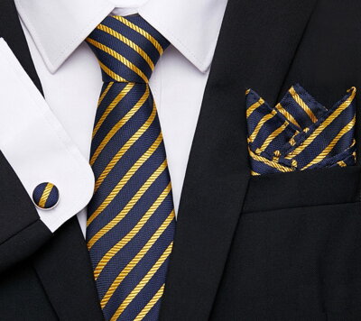 Dárková sada kravata, kapesníček a manžetové knoflíčky AMS085