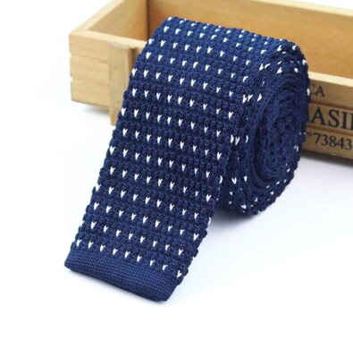 Pletená kravata se vzorem PK001 modrá