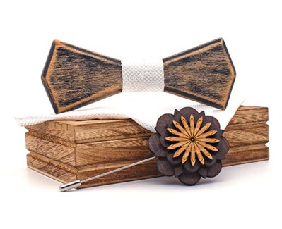 Dřevěný motýlek s kapesníčkem a broží Miranda T342-C2