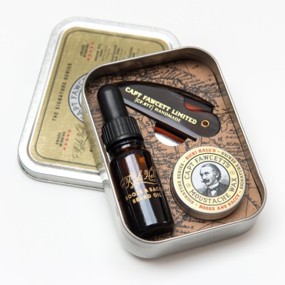 Captain Fawcett Ricki Hall´s olej na vousy 10 ml + vosk na knír 15 ml + skládací hřeben na knír dárková sada