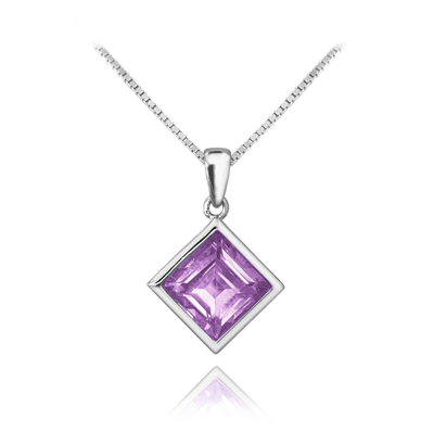 Minet Elegantní stříbrný náhrdelník fialový JMAS6001FN45