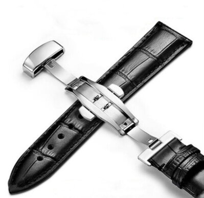 Prošitý kožený řemínek na hodinky Miranda PD235 black/silver