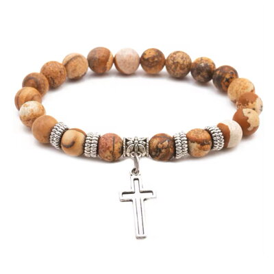 Náramek Stone Beads Cross