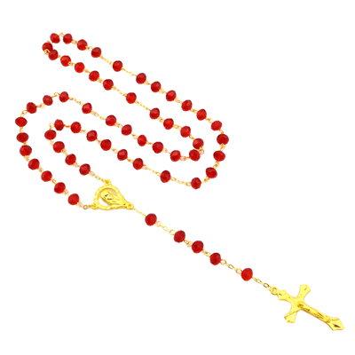Růženec se skleněnými perlami CR026 červený