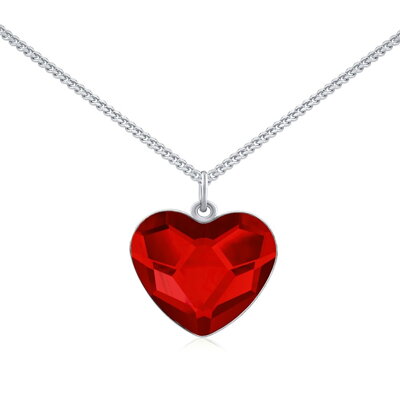 SILVEGO stříbrný náhrdelník se Swarovski® Crystals srdce červené VSW064N