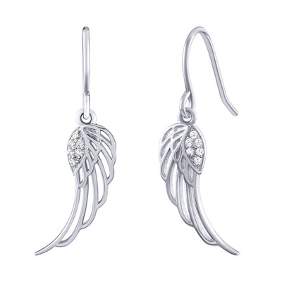 Stříbrné náušnice Areli andělská křídla s Brilliance Zirconia