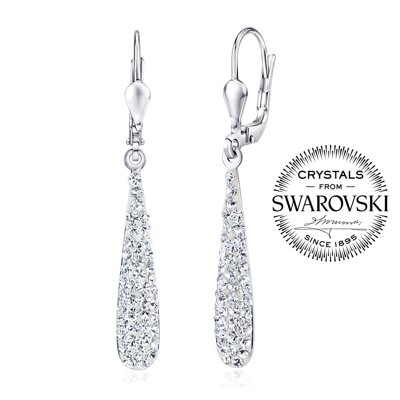 Stříbrné náušnice kapky 4 cm se Swarovski® Crystals čiré B36106w