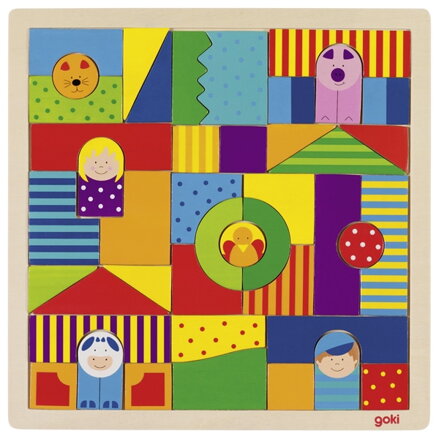 Goki Dřevěné Puzzle Domečky 43ks