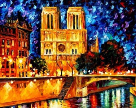 Malování podle čísel Večerní Katedrála Notre-Dame