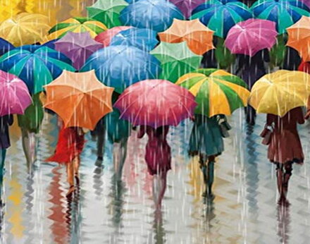 Diamantový obrázek Barevné deštníky