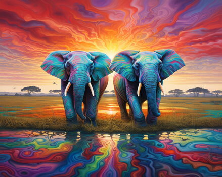 Diamantový obrázek Duhoví sloni