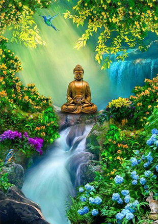 Diamantový obrázek Zlatý Buddha