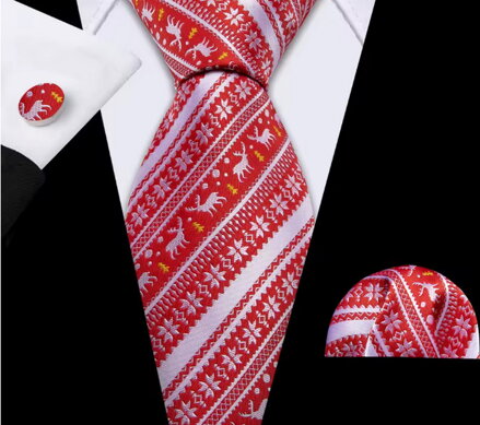 Vánoční sada kravata, kapesníček a manžetové knoflíčky V124