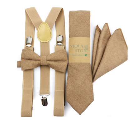 Set motýlek a kšandy Miranda SM777 Beige