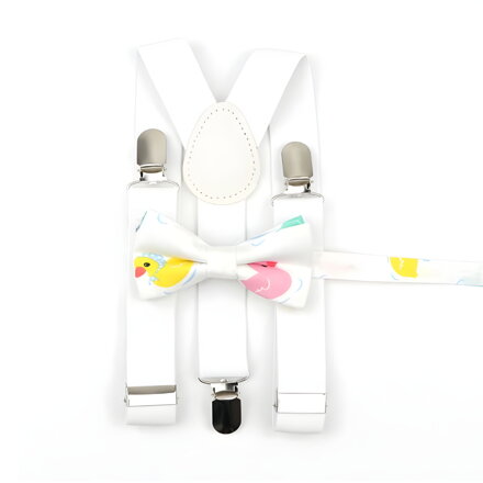 Dětský set motýlek a kšandy Miranda H003 White