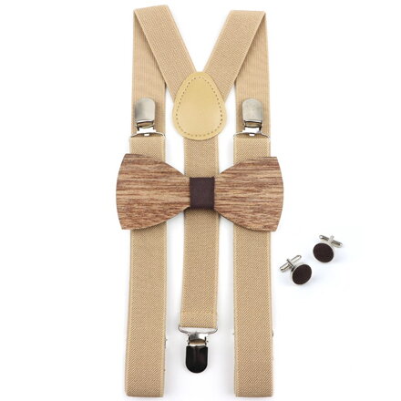 Set motýlek, kšandy a knoflíčky Miranda M469 Brown