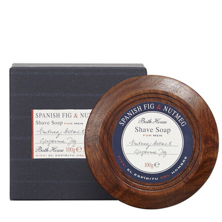 Bathhouse Mýdlo na holení v dřevěné dóze Spanish Fig & Nutmeg 100g