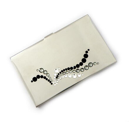 GM Collection Pouzdro na vizitky s krystaly Swarovski WAVE BLACK DIAMOND