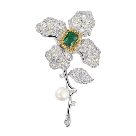 Brož Flower AM618 white